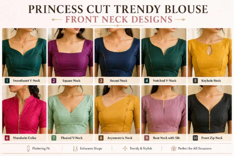 princess cut trendy blouse front neck designs