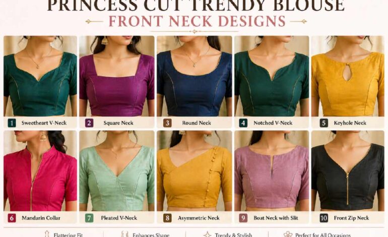 Princess Cut Trendy Blouse Front Neck Designs