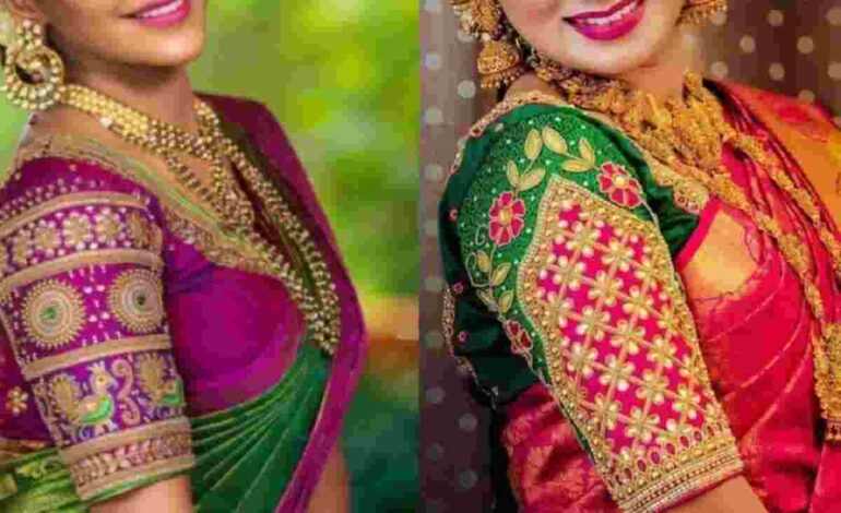 Modern Maggam Work Designs On Pattu Sarees
