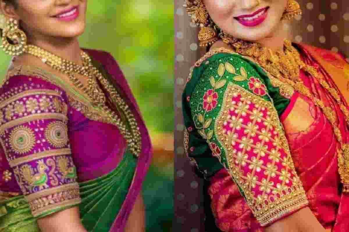 Modern Maggam Work Designs On Pattu Sarees